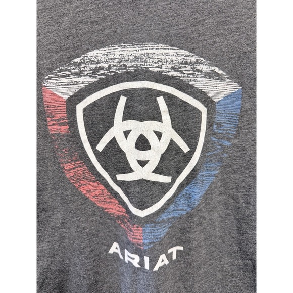 Ariat T Shirt Mens Large Gray Red White Blue USA Graphic Short Sleeve Country - Picture 7 of 9
